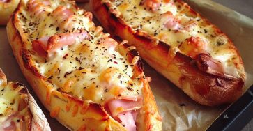 Baguettes gratinees jambon fromage