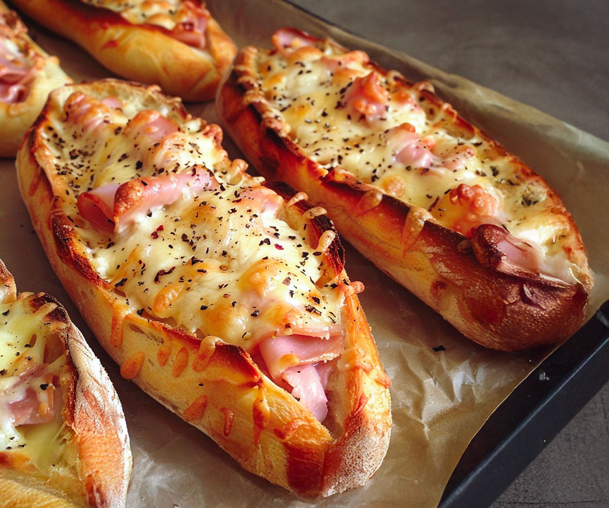 Baguettes gratinees jambon fromage