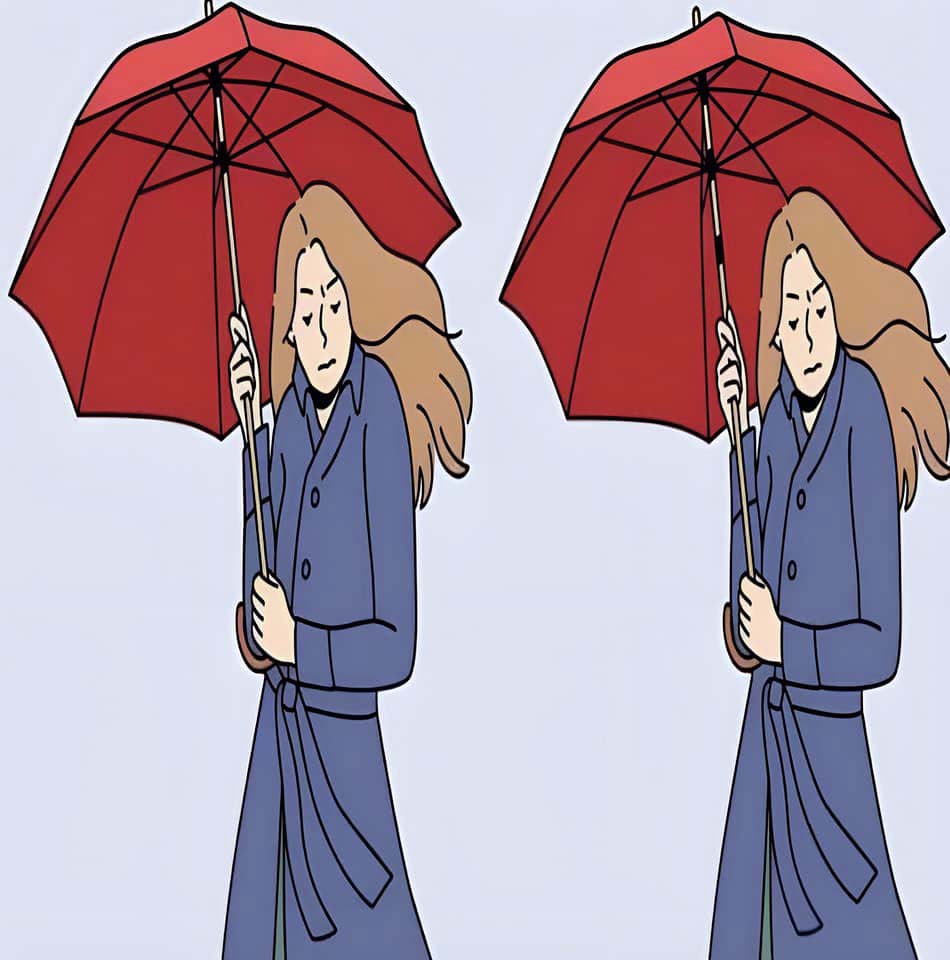 Reperez trois differences entre les photos de la fille au parapluie en 17 secondes
