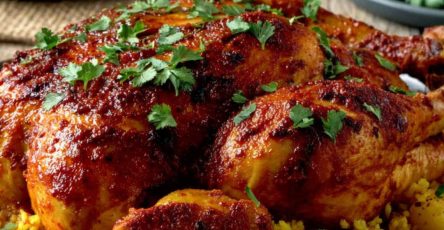 Poulet roti marocain aux olives et pommes de terre